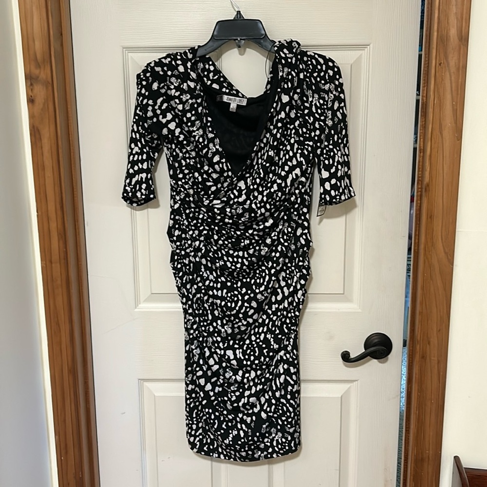 NWT Jennifer Lopez black and white leopard dress